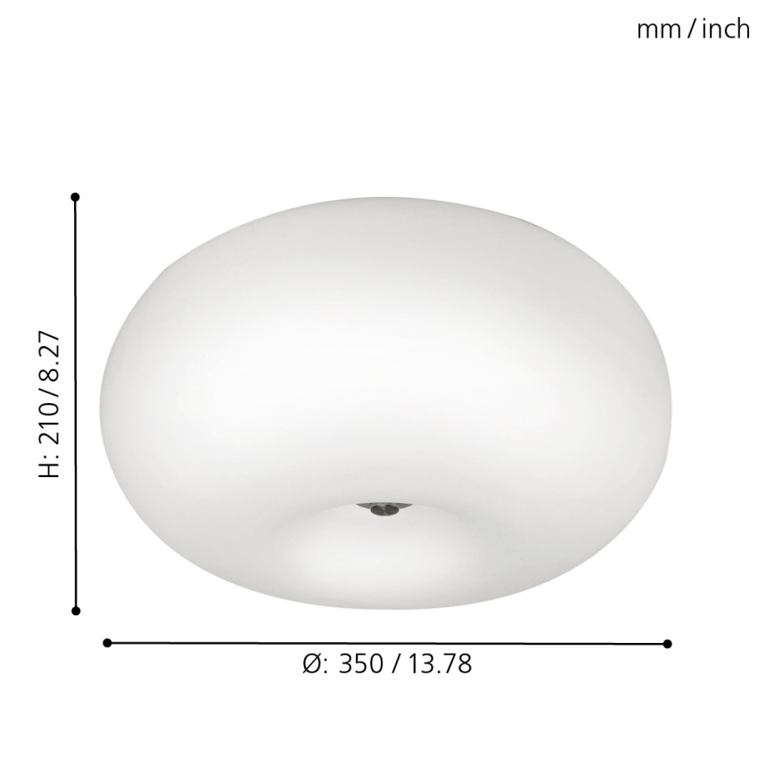 EGLO - Stropna svetilka OPTICA 2xE27/60W/230V opalno steklo pr. 35 cm