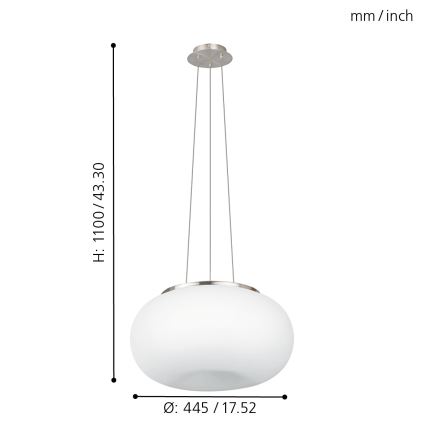 EGLO - Lestenec na vrvici OPTICA 2xE27/60W pr. 45 cm