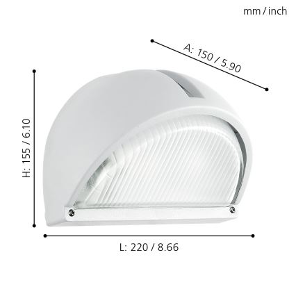 Eglo - Zunanja stenska svetilka 1xE27/60W bela IP44