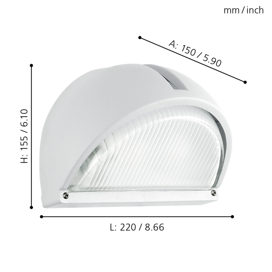 Eglo - Zunanja stenska svetilka 1xE27/60W bela IP44