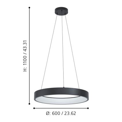 Eglo - LED RGBW Zatemnitveni lestenec na vrvici LED/26W/230V 2700-6500K ZigBee