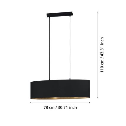 Eglo - Lestenec na vrvici 2xE27/40W/230V