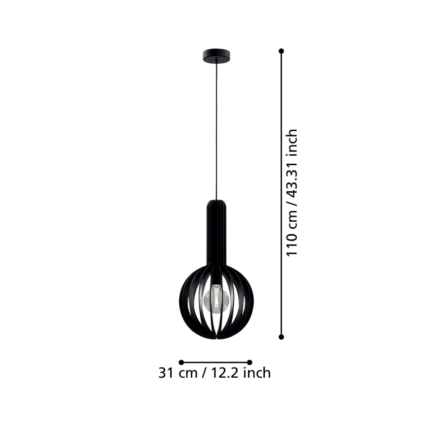 Eglo - Lestenec na vrvici 1xE27/40W/230V pr. 31 cm črna