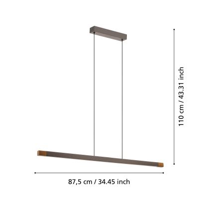 Eglo - LED Zatemnitveni lestenec na vrvici LED/18W/230V 3000K