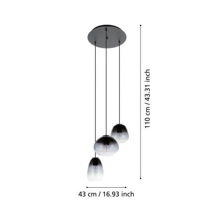 Eglo  - Lestenec na vrvici 3xE27/40W/230V pr. 43 cm