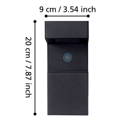 Eglo - LED Zunanja solarna svetilka s senzorjem 18xLED/0,2W/3,7V 2200 mAh IP44