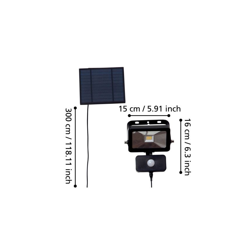 Eglo - LED Solarni reflektor s senzorjem 15xLED/0,03W/3,7V 2600 mAh IP44