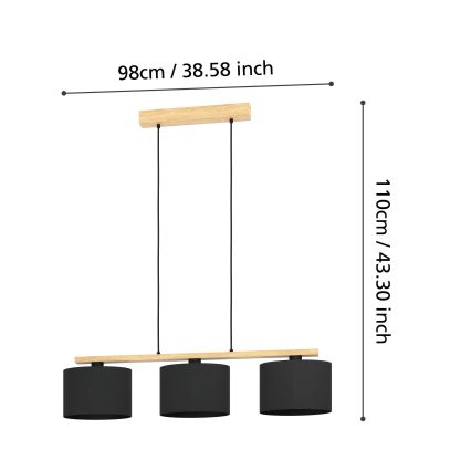 Eglo - Lestenec na vrvici 3xE27/40W/230V