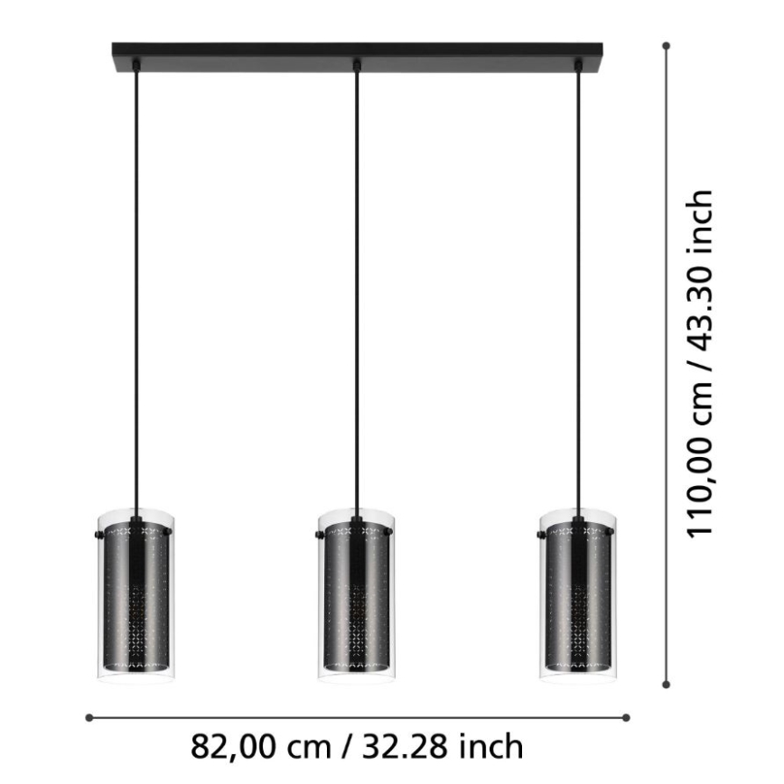 Eglo - Lestenec na vrvici 3xE27/10W/230V