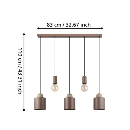 Eglo - Lestenec na vrvici 5xE27/40W/230V