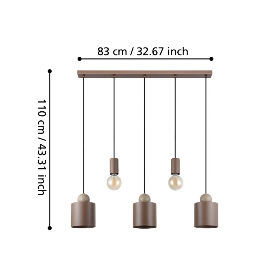 Eglo - Lestenec na vrvici 5xE27/40W/230V