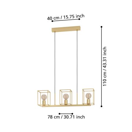 Eglo - Lestenec na vrvici 3xE27/40W/230V