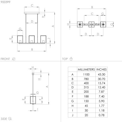 Eglo - Lestenec na vrvici 3xE27/40W/230V