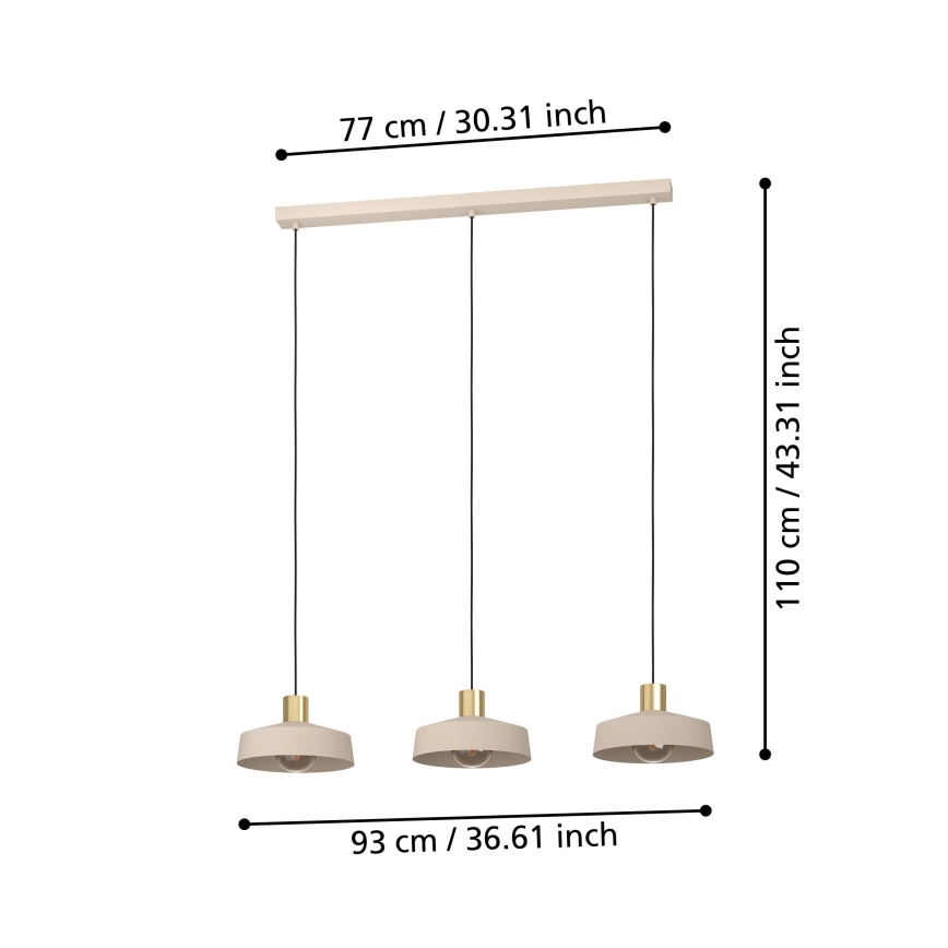 Eglo - Lestenec na vrvici 3xE27/40W/230V