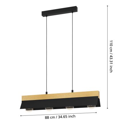 Eglo - Lestenec na vrvici 4xE27/40W/230V