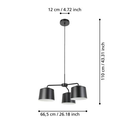 Eglo - Lestenec na vrvici 3xE27/40W/230V