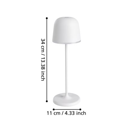 Eglo - LED Zatemnitven zunanji rechargeable svetilka LED/2,2W/5V 1800 mAh siva IP54