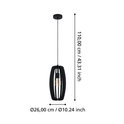 Eglo - Lestenec na vrvici 1xE27/40W/230V črna