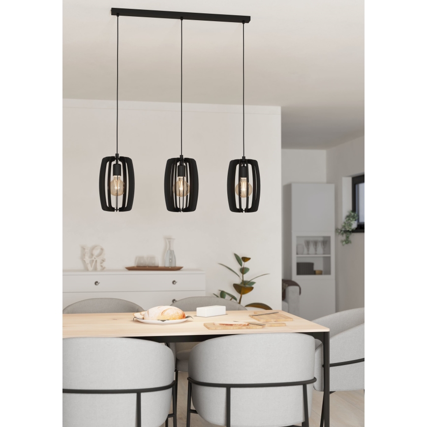 Eglo - Lestenec na vrvici 3xE27/40W/230V črna