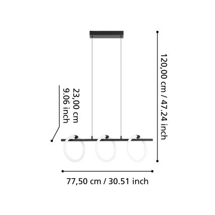 Eglo - LED Lestenec na vrvici 3xLED/9W/230V