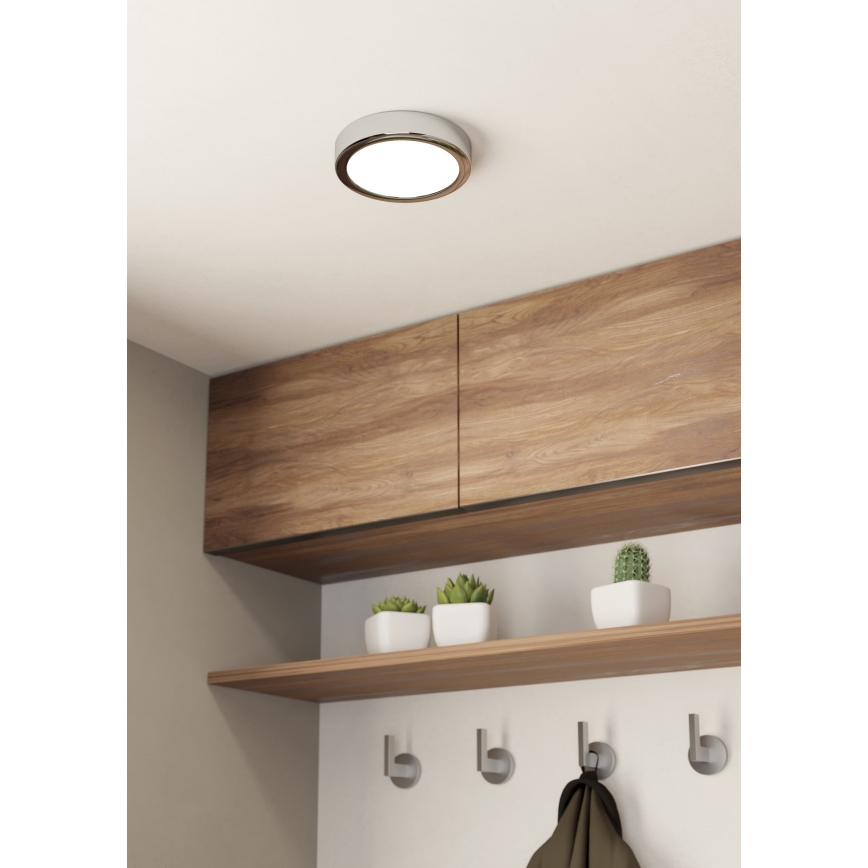 Eglo - LED Kopalniška stropna svetilka LED/11W/230V IP44 sijajni krom