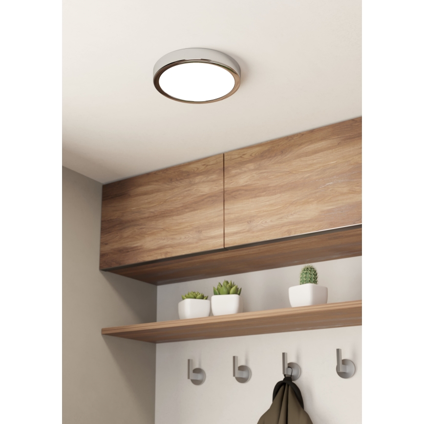 Eglo - LED Kopalniška stropna svetilka LED/17W/230V IP44 sijajni krom