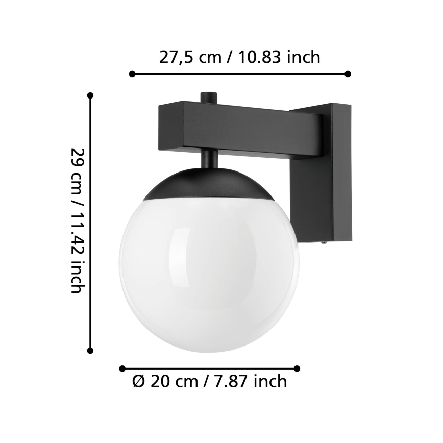 Eglo - Zunanja stenska svetilka 1xE27/40W/230V črna IP44