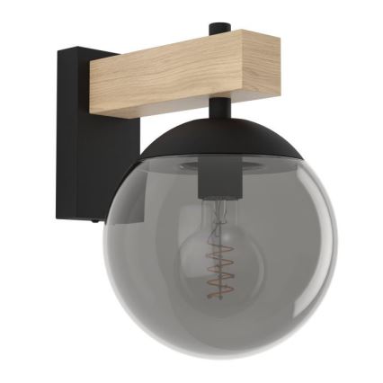 Eglo - Zunanja stenska svetilka 1xE27/40W/230V črna/les IP44