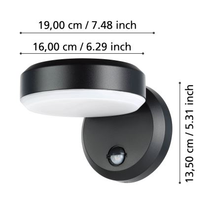 Eglo - LED Zunanja stenska svetilka s senzorjem LED/10,8/230V IP44