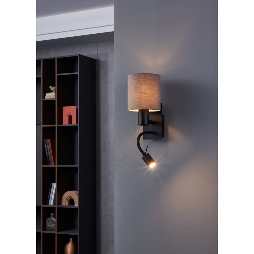 Eglo - LED Fleksibilna svetilka 1xE27/40W/230V + LED/3,8W rjava