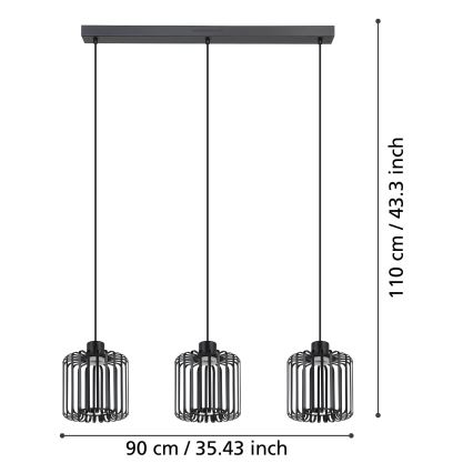 Eglo - LED RGBW Zatemnitveni lestenec na vrvici 3xLED/3,7W/230V 2700-6500K