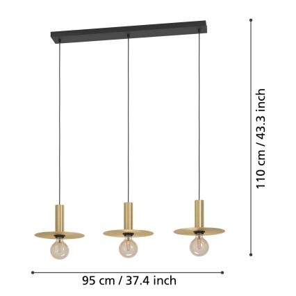 Eglo - Lestenec na vrvici 3xE27/40W/230V