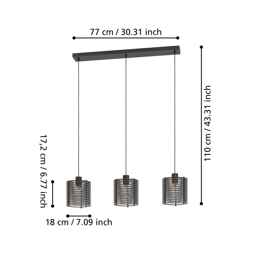 Eglo - Lestenec na vrvici 3xE27/40W/230V