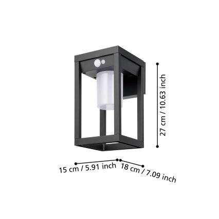 Eglo - LED Solarna stenska svetilka s senzorjem LED/3,7W/3,7V IP44