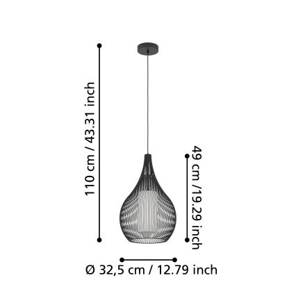 Eglo - Lestenec na vrvici 1xE27/40W/230V črna