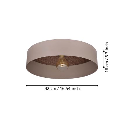 Eglo 900838 - Stropna svetilka DUAIA 1xE27/40W/230V rjava