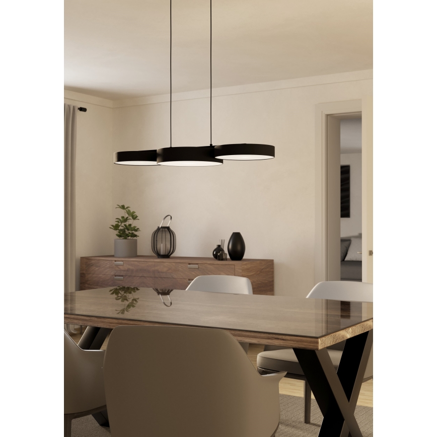 Eglo - LED RGBW Zatemnitveni lestenec na vrvici 3xLED/7,5W/230V 2700-6500K črna