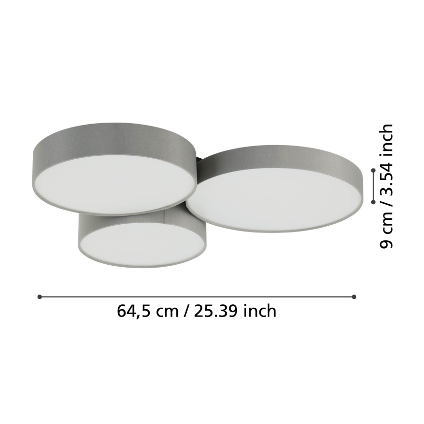 Eglo - LED RGBW Zatemnitvena stropna svetilka 3xLED/7,5W/230V 2700-6500K siva