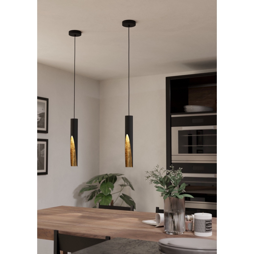 Eglo - LED Lestenec na vrvici 1xGU10/4,5W/230V črna/zlata