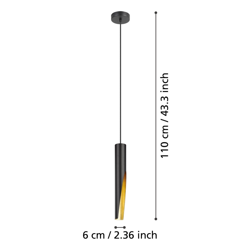 Eglo - LED Lestenec na vrvici 1xGU10/4,5W/230V črna/zlata