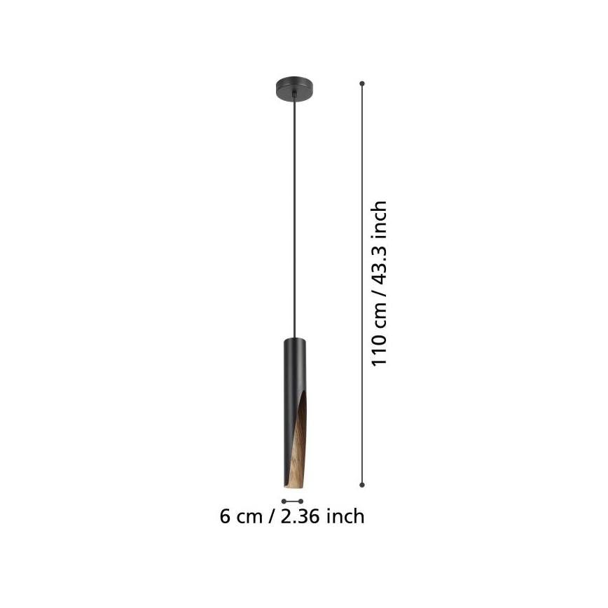 Eglo - LED Lestenec na vrvici 1xGU10/4,5W/230V črna/rjava