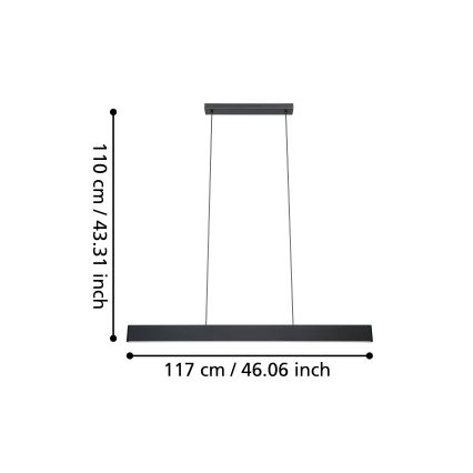 Eglo - LED RGBW Zatemnitveni lestenec na vrvici LED/38W/230V 2700-6500K črna