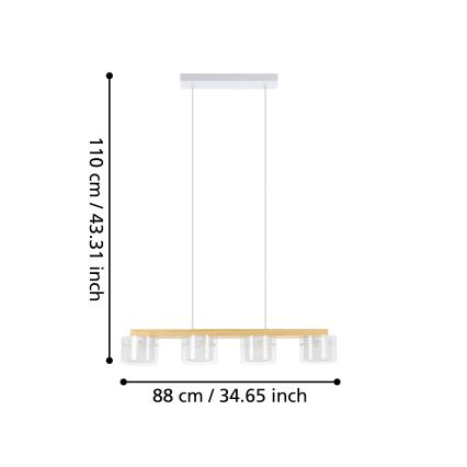 Eglo - LED RGBW Zatemnitveni lestenec na vrvici 4xLED/3,7W/230V 2700-6500K