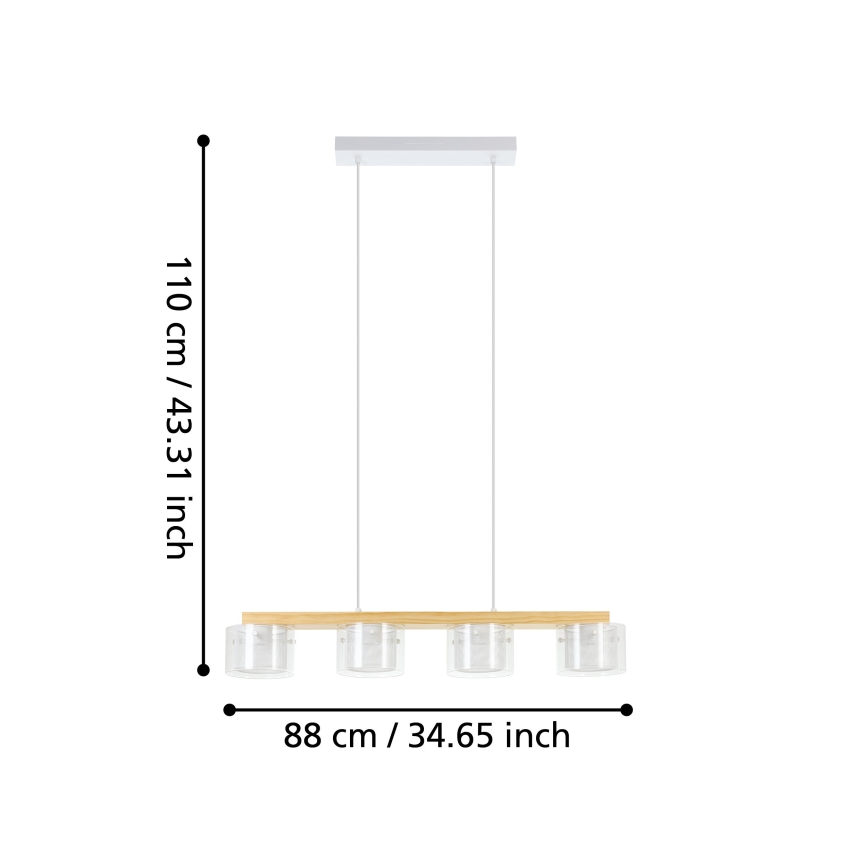 Eglo - LED RGBW Zatemnitveni lestenec na vrvici 4xLED/3,7W/230V 2700-6500K