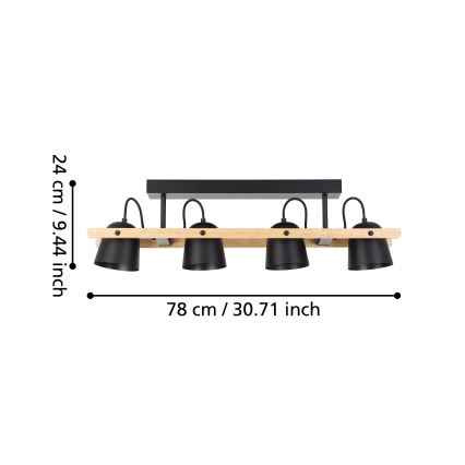 Eglo - LED RGBW Zatemnitveni nadgradni lestenec 4xLED/3,7W/230V 2700-6500K