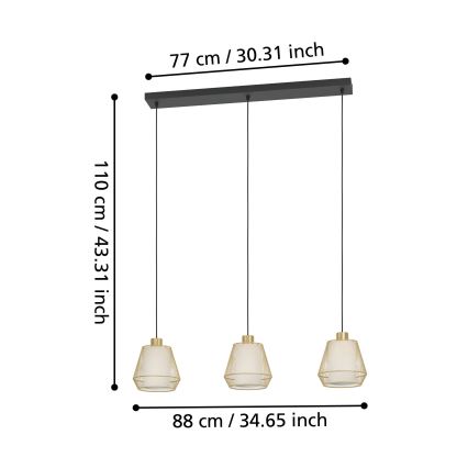 Eglo - Lestenec na vrvici 3xE27/40W/230V