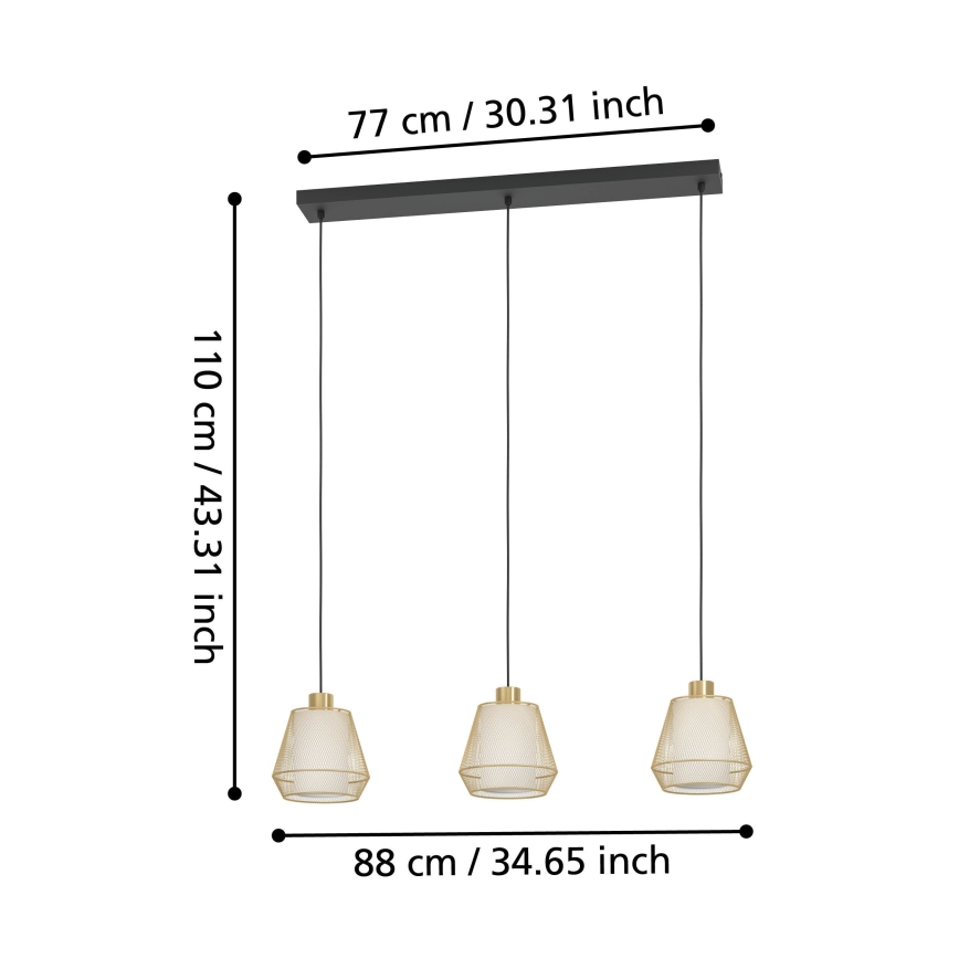 Eglo - Lestenec na vrvici 3xE27/40W/230V
