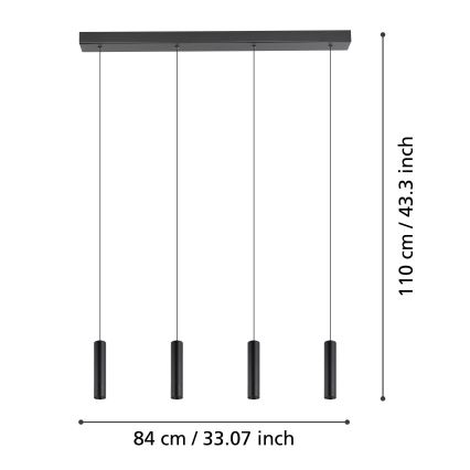 Eglo - LED Zatemnitveni lestenec na vrvici 4xLED/5,4W/230V