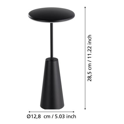 Eglo - LED Zatemnitvena zunanja svetilka na dotik LED/2,8W/5V 2400K/3000K/4000K 5200 mAh IP54 črna