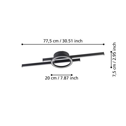 Eglo - LED RGBW Zatemnitvena stropna svetilka LED/23,5W/230V 2700-6500K črna + Daljinski upravljalnik